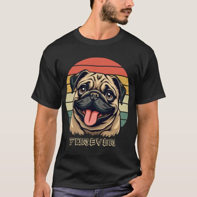 Älska Mops För Evigt � Sött Mops Älskar Design T Shirt (Framsida)