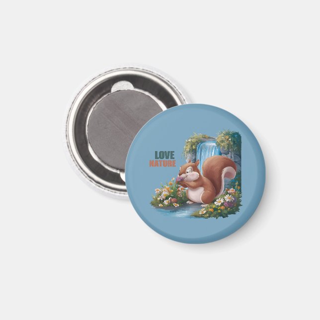 Älska Natur Rolig Ekorre Magnet (Front/Back)