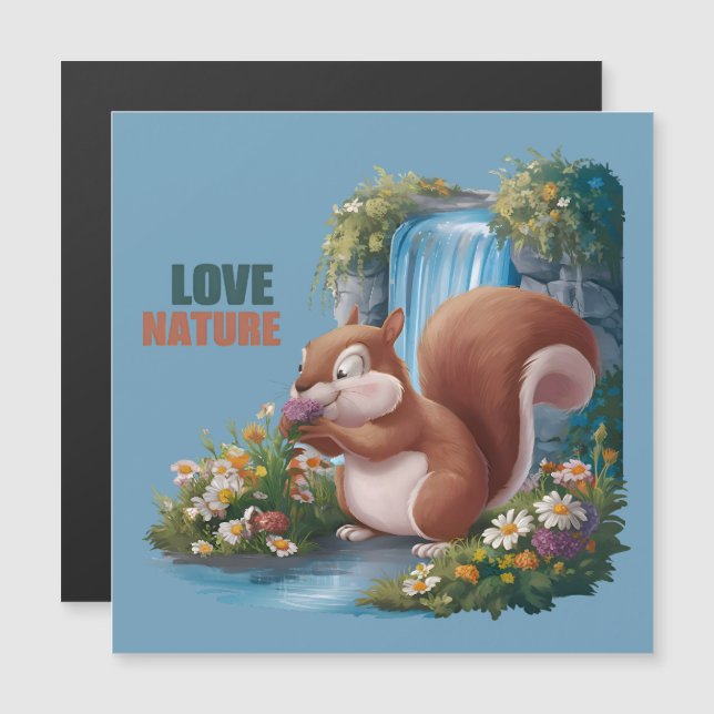 Älska Natur Rolig Ekorre Magnetisk Kort (Fram/baksida)