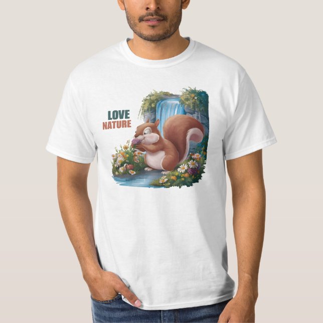 Älska Natur Rolig Ekorre T Shirt (Framsida)