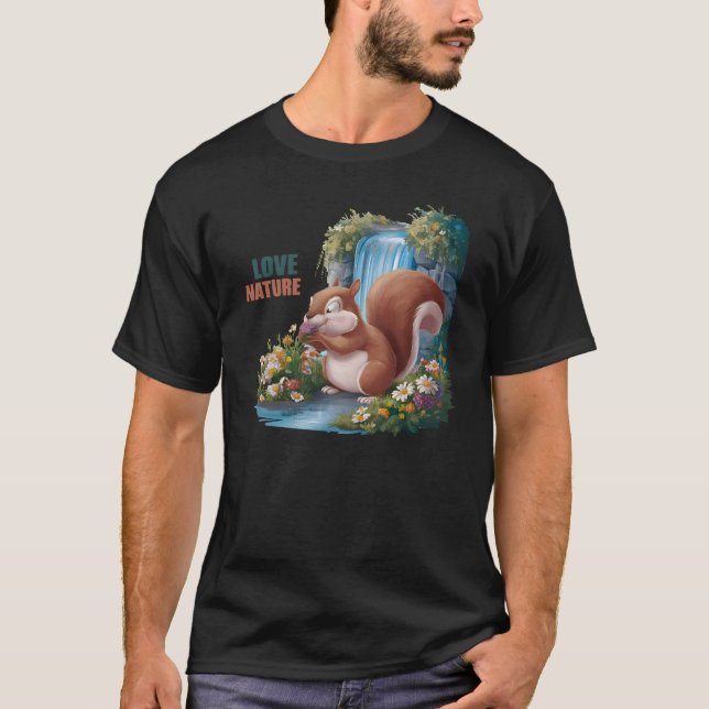 Älska Natur Rolig Ekorre T Shirt (Framsida)