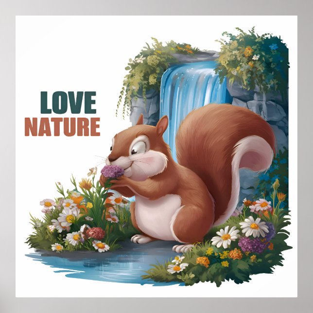 Älska Naturen, Rolig Ekorre Poster (Framsidan)