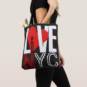 Älska NYC Lev i NYC Röd Svart Vit Väska