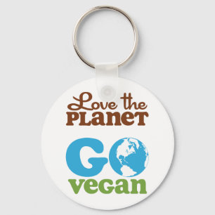 Älska planet går veganen nyckelring