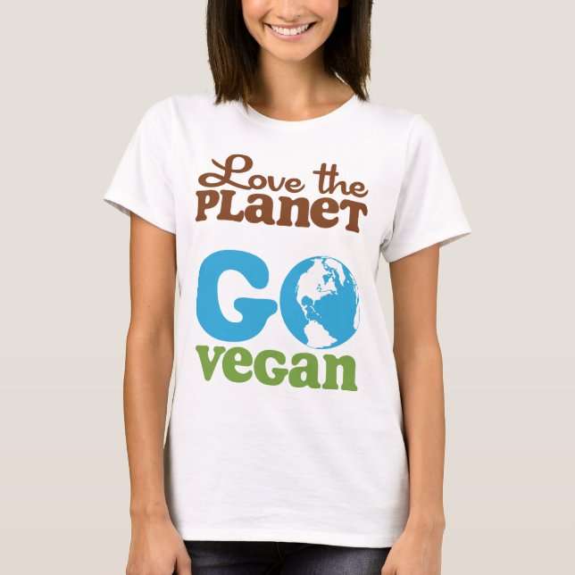 Älska planet går veganen t shirt (Framsida)