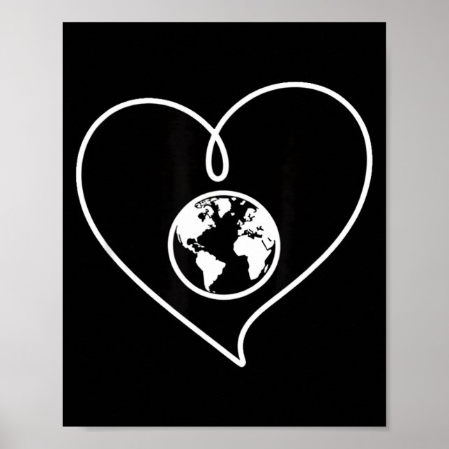 Älska planeten jorden hjärta glob minimalistisk poster (Framsidan)