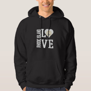 Älska Rhode Island USA Med Rhode Island Flagga I e Hoodie