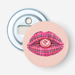 Älska skotsk Tartan Kyss Läppar Skottland rosa Flasköppnare