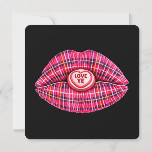 Älska skotsk Tartan Kyss Läppar Skottland rosa Inbjudningar