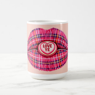 Älska skotsk Tartan Kyss Läppar Skottland rosa Kaffemugg