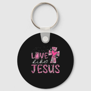 Älska som Jesus Western Leopard Kors Alla hjärtans Nyckelring