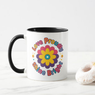 Älska Stolt Lysa Ljust – Färgglad Blomma Pride  Mugg