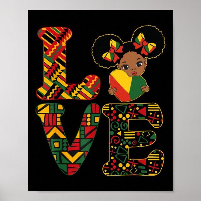 Älska Svarta historiemånaden Starka afrikanska bar Poster (Framsidan)