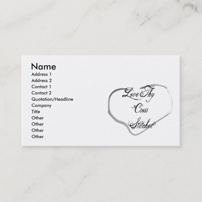 Älska Thy arga häftning Visitkort (Framsida)