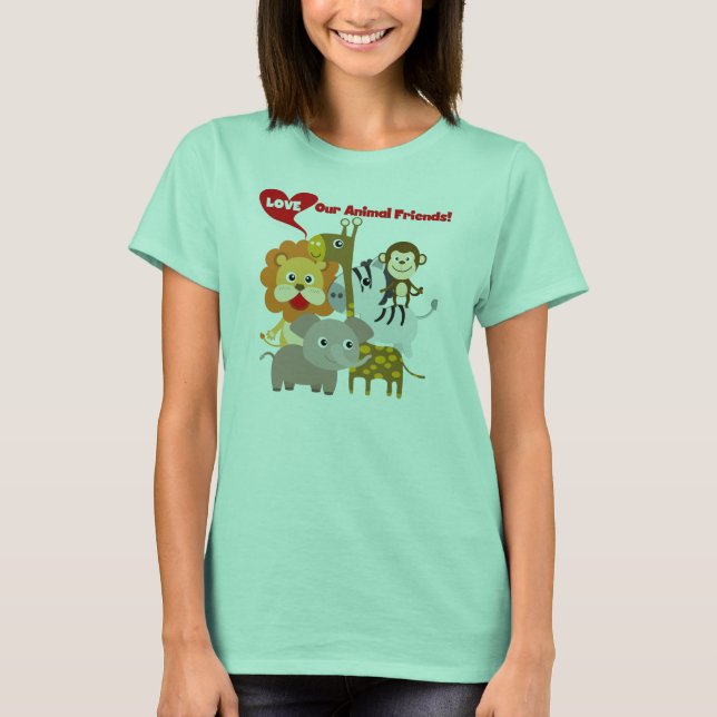 Älska våra djura vänner t shirt (Framsida)