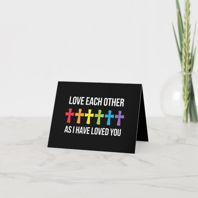 Älska Varandra Gay Pride HBTQ Regnbåge Kristna  Kort (Framsida)