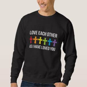 Älska Varandra Gay Pride HBTQ Regnbåge Kristna Lång Ärmad Tröja