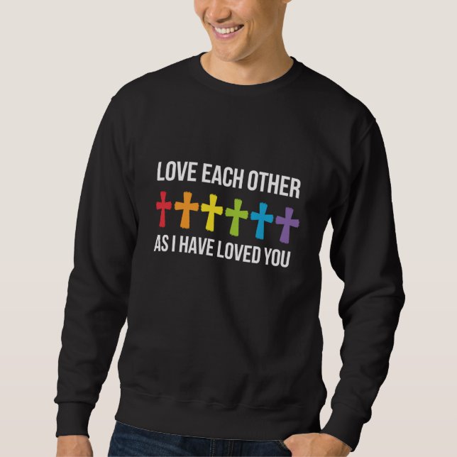 Älska Varandra Gay Pride HBTQ Regnbåge Kristna  Lång Ärmad Tröja (Framsida)