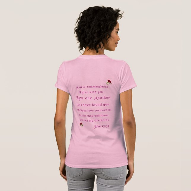 Älska varandra så som jag har älskat er 2 sidor t shirt (Hel baksida)