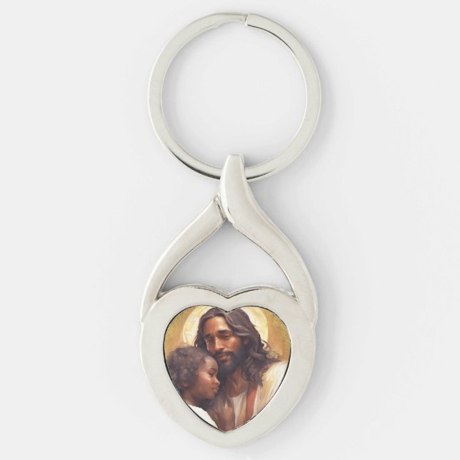 Älska varandra twisted heart silverfärgad nyckelring (Framsidan)