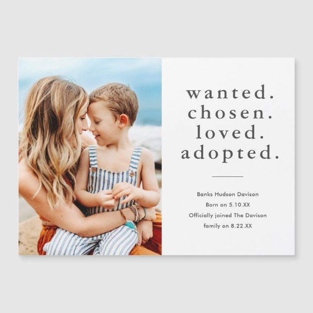 Älskad Adoptiv Minimal Fotobarn Adoption Annonseri Magnetisk Inbjudningskort (Framsida)