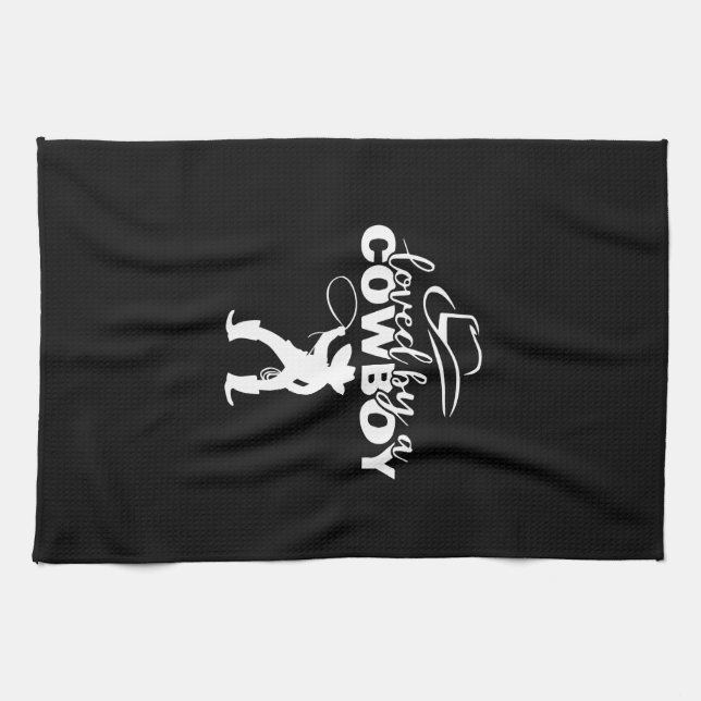 älskad av en cowboy kökshandduk (Horisontell)