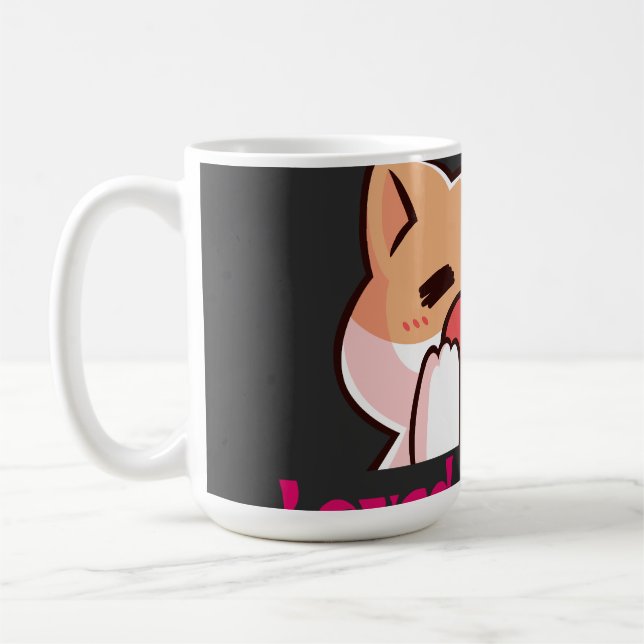 "Älskad Av En Katt Kawaii Katt Svart Mugg" Kaffemugg (Vänster)