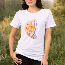 Älskad av Gud Orange Zinnia Blommig Kristen T Shirt