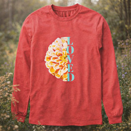 Älskad Av Gud Zinnia Blomma Kristet Floralt T Shirt