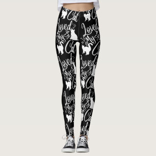 Älskad av min katt i vitt leggings