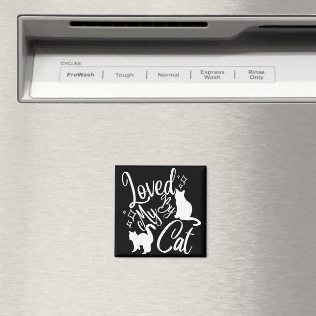 Älskad Av Min Katt I Vitt Magnet (In Situ (Dishwasher))