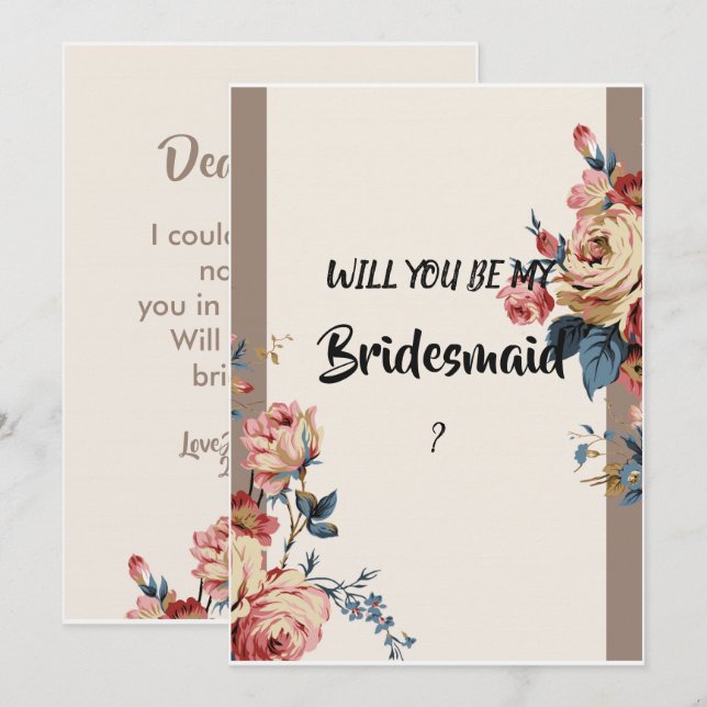 älskad Bridesmaid Inbjudningar (Fram/baksida)