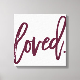 ÄLSKAD. Burgundy Modern Script Type Typography Canvastryck