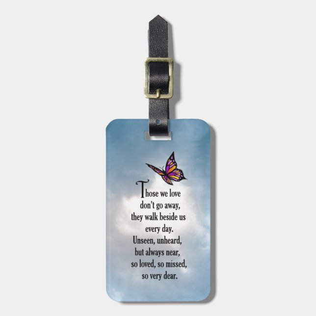 Älskad" dikt för fjäril "så bagagebricka (Vertikal Framsida)