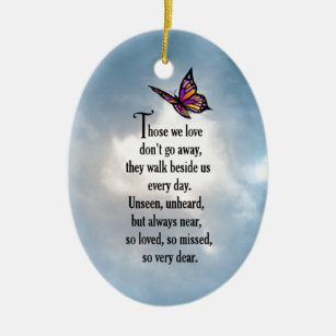 Älskad" dikt för fjäril "så julgransprydnad keramik