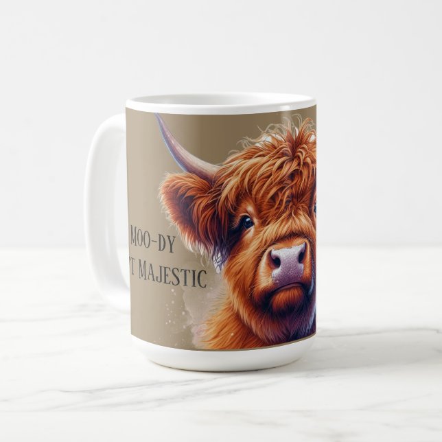 Älskad Highlandko Moody Majestätisk Kaffemugg (Framsida vänster)