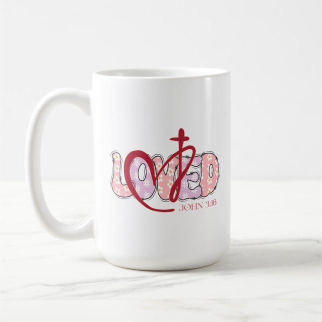 ÄLSKAD Kristus Johannes 3:16 Kaffemugg (Vänster)