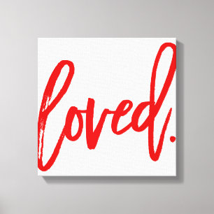 ÄLSKAD. Röd Modern Skript Typografi Canvastryck