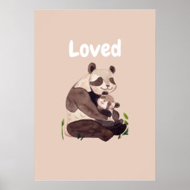 Älskad Söt Panda Björn Kramande Bebis Nursery Kons Poster