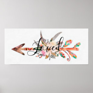 Älskade blommiga pilaffisch poster