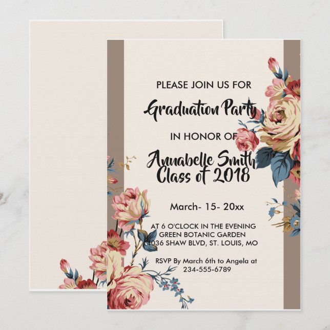 älskade Studenten Inbjudningar (Fram/baksida)