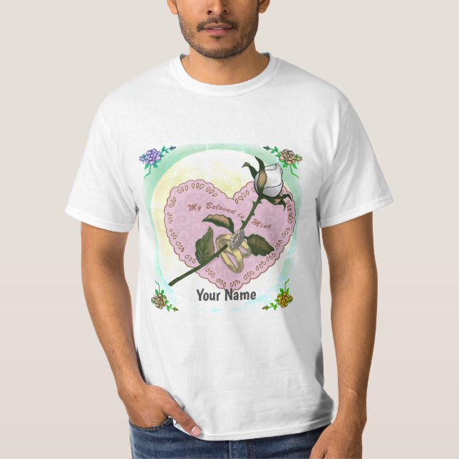 Älskade Vita Ros Hjarta  T Shirt (Framsida)