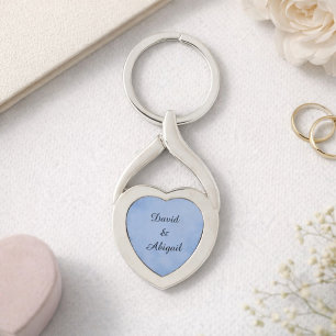 Älskande Indigo Blå Pergament Twisted Heart Silverfärgad Nyckelring