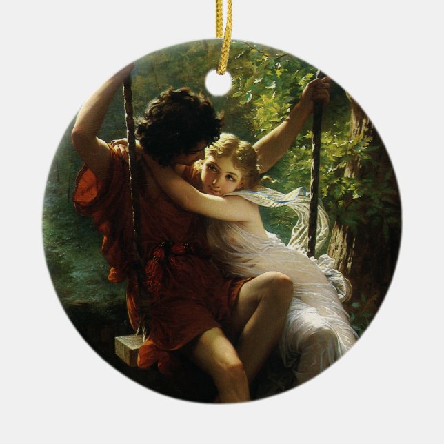 Älskande på en gunga. Vår av Pierre Auguste Cot Julgransprydnad Keramik (Framsidan)