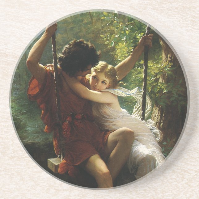 Älskande på en gunga. Vår av Pierre Auguste Cot Underlägg (Framsidan)