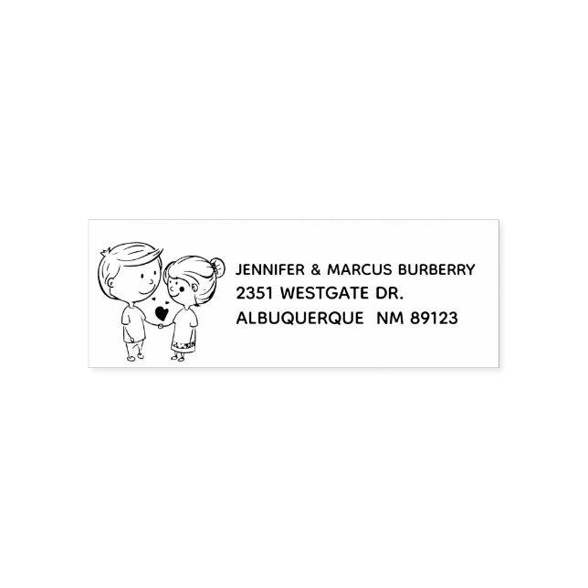 Älskande Par Returadress Självbläckande Stämpel (Design)