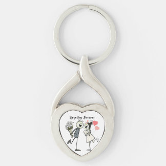 Älskande twisted heart silverfärgad nyckelring
