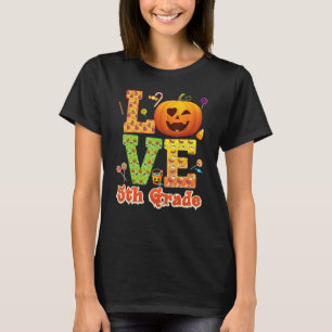 Älskar 5:e klass lärare Pumpa Halloween Söt Kan T Shirt