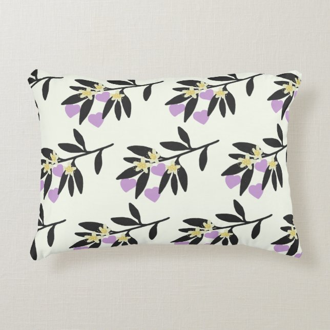 Älskar Alla Hjärtans Dag Hjärtan Grenar Blommor Mö Prydnadskudde (Framsidan)