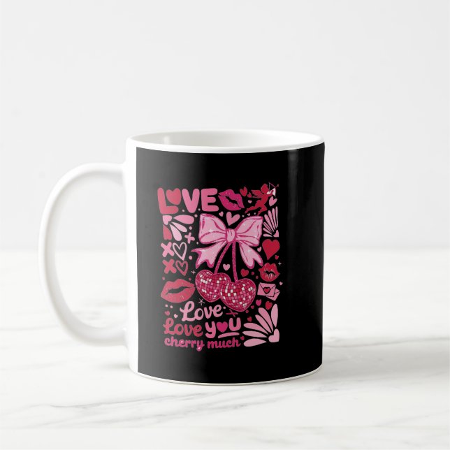 älskar älskar dig körsbär mycket kaffemugg (Vänster)